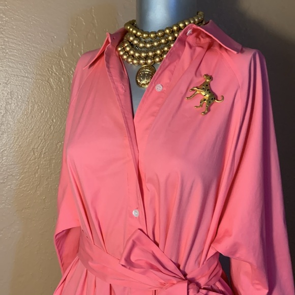 Natori Cotton/Spandex Button Down Pink Dress.  Sz S - Picture 6 of 7
